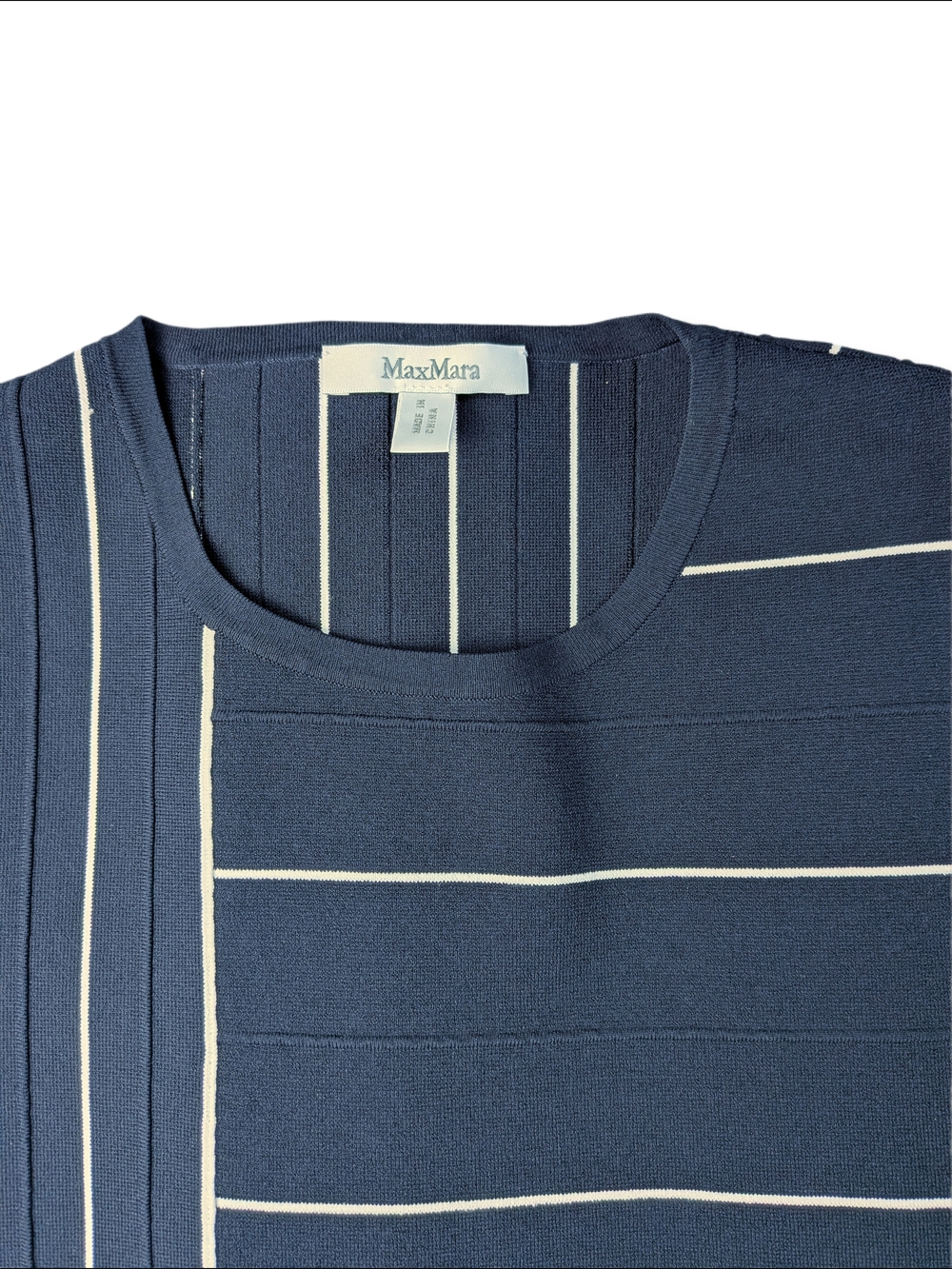 EUC MaxMara Riom Stripe Asymmetric Sweater Navy And White Size Medium SOLD OUT! - Picture 3 of 7